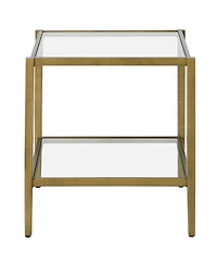 Hudson & Canal Hera 20" Wide Square Side Table with Glass Shelf