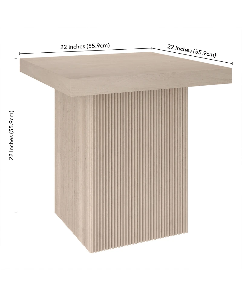 Hudson & Canal Torren 22" Wide Square Fluted Side Table