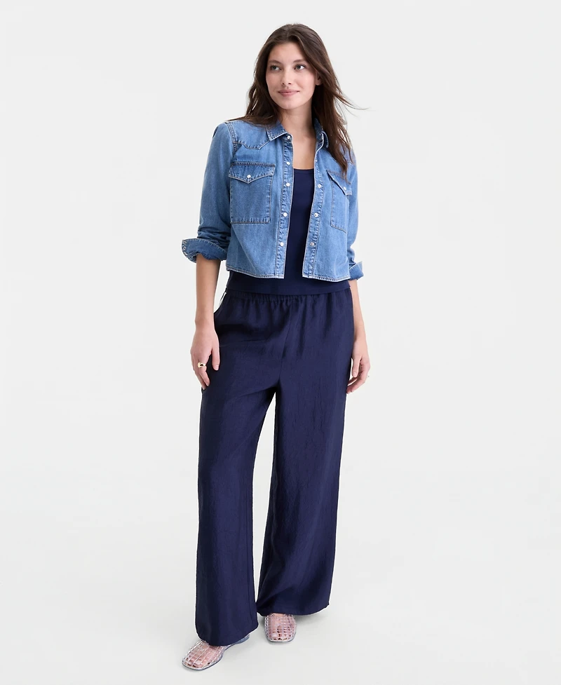 On 34th Women's Cropped Denim Western Shirt, Macy's Exclusive