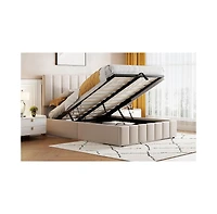 Streamdale Furniture Full Upholstered Platform bed with a Hydraulic Storage System