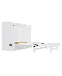 Streamdale Furniture Full Size Murphy Bed with Large Drawer,Usb Ports and Outlets,White