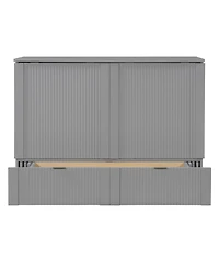 Streamdale Furniture Full Murphy Bed with drawer and a set of Sockets & Usb Ports, Pulley Structure Design, White