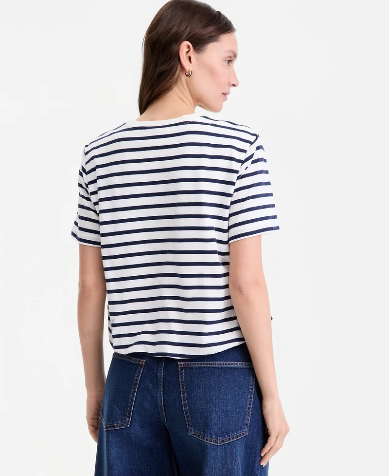 On 34th Women's Striped Bubble-Hem T-Shirt, Macy's Exclusive