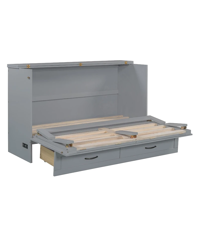 Streamdale Furniture Queen Size Murphy Bed with Large Drawers, Gray