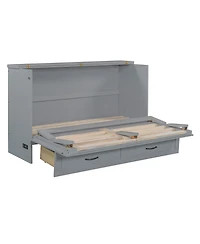 Streamdale Furniture Queen Size Murphy Bed with Large Drawers, Gray