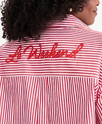 On 34th Trendy Plus Striped Cotton Button-Front Shirt, Macy's Exclusive