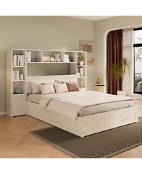 Streamdale Furniture Pine Platform Bed with Storage & Charging