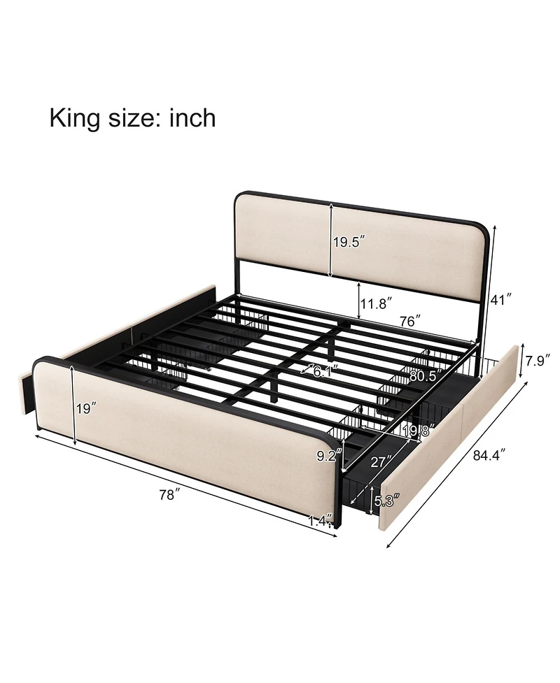Streamdale Furniture King Bed Frame with Storage