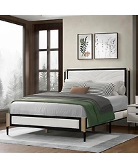 Streamdale Furniture Queen Bed with Boucle fabric Headboard Frame