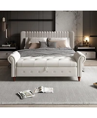 Streamdale Furniture 63" Bed Bench Beige Fabric