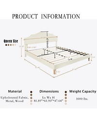 Streamdale Furniture Queen Upholstered Platform Bed with Adjustable Headboard