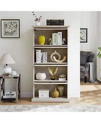 Streamdale Furniture White 4-Tier Glass Display Cabinet