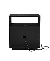 Streamdale Furniture Mid Century Modern Nightstand with Charging Station & Drawers Black