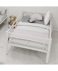 Streamdale Furniture Twin Over Twin Metal Bunk Bed with Ladders & Guardrail