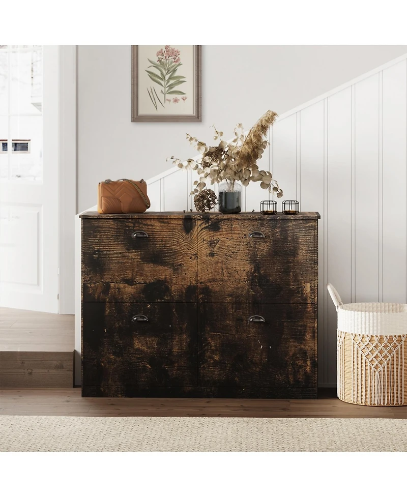 Streamdale Furniture Slim 4-Drawer Shoe Cabinet - Wood