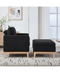 Streamdale Furniture Farmhouse Upholstered Accent Chair & Ottoman