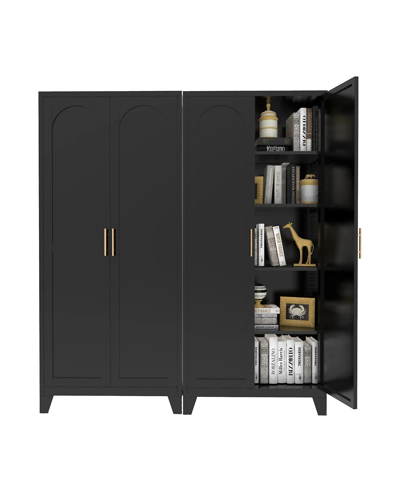 Streamdale Furniture 71" Metal Storage Cabinet with Doors & Adjustable Shelves (Black)