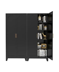 Streamdale Furniture 71" Metal Storage Cabinet with Doors & Adjustable Shelves (Black)