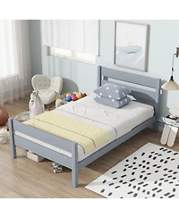 Streamdale Furniture Twin Bed with Headboard and Footboard Rubber Wood Bed