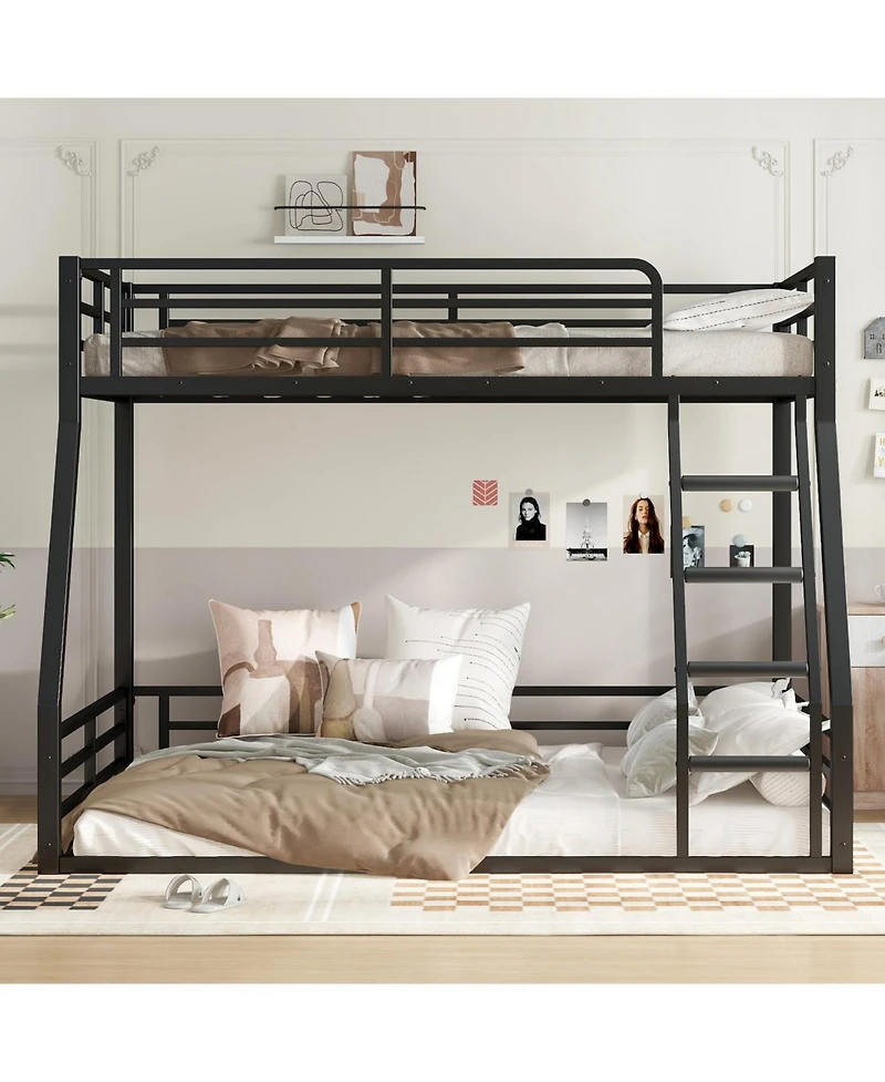 Streamdale Furniture Metal Twin Over Full Bunk Bed Frame - Black