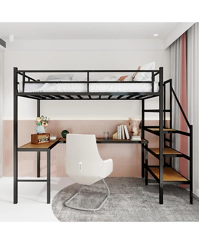 Streamdale Furniture Loft Bed with L-Desk, Storage
