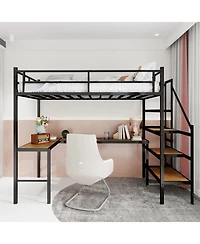 Streamdale Furniture Loft Bed with L-Desk, Storage