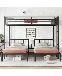 Streamdale Furniture Twin/Queen Metal Triple Bunk Bed - Black