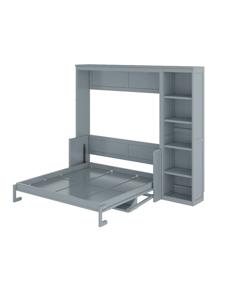 Streamdale Furniture Full Size Murphy Bed with Desk and Bookshelf, Gray
