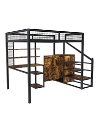 Streamdale Furniture Loft Bed w/Desk & Wardrobe - Metal Frame, Stairs, Storage