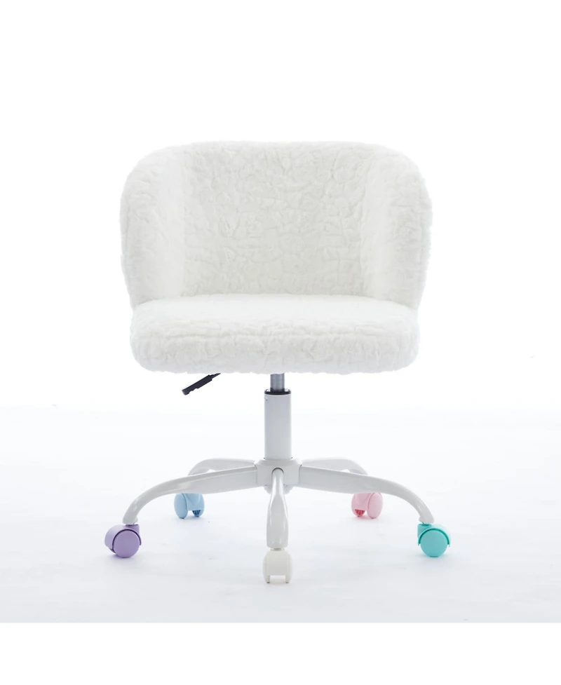 Streamdale Furniture Ivory Faux Rabbit Fur Office Chair