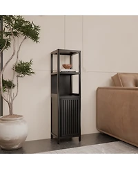Streamdale Furniture Black Linen Tower Bamboo Cabinet