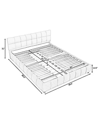 Streamdale Furniture Queen Upholstered Bed Frame with Headboard & Storage Drawer - Beige