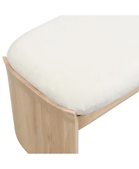Streamdale Furniture 51.5 Inch Beige Rubber Wood Footstool For Bedroom and Living Room