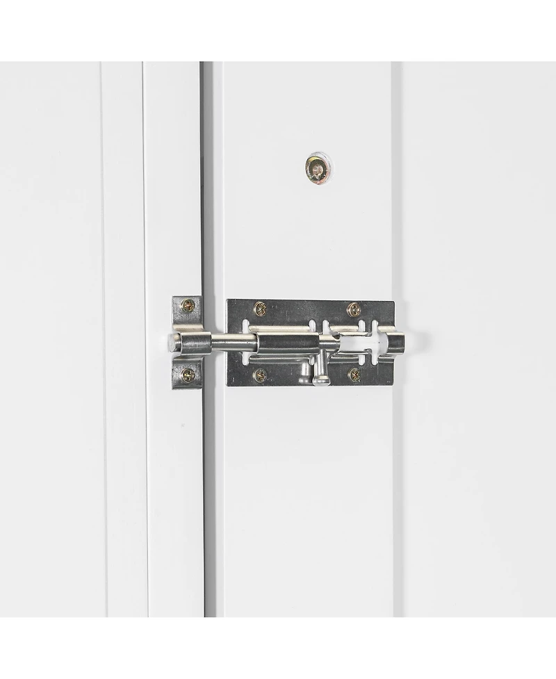 Streamdale Furniture Queen Size Murphy Platform Bed with Shelf, Side Cabinets, Drawers and Led, White