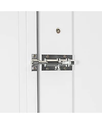 Streamdale Furniture Queen Size Murphy Platform Bed with Shelf, Side Cabinets, Drawers and Led, White