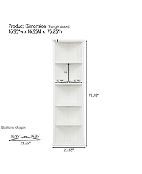 Streamdale Furniture 2x 75" Triangle Bookshelves - White (Set of 2)