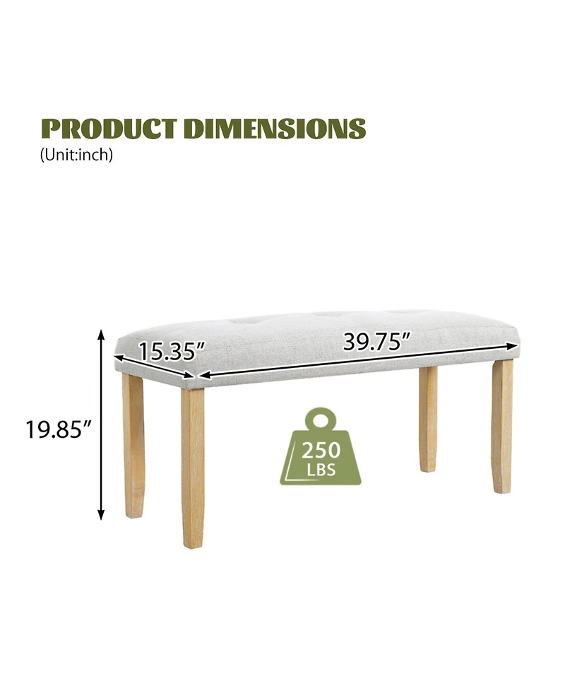 Streamdale Furniture Tufted Upholstered Bench - Bedroom, Dining, Entryway