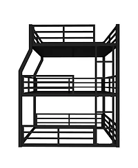 Streamdale Furniture Triple Bunk Bed, Full/Queen, Metal, Heavy-Duty