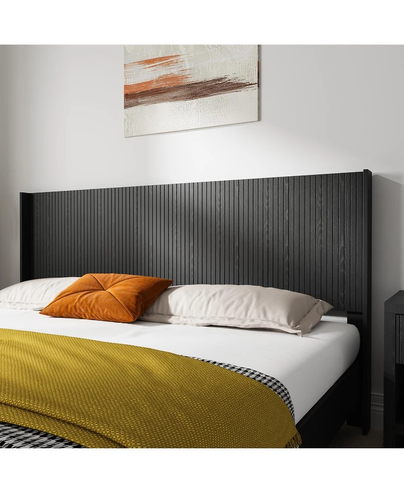 Streamdale Furniture King Wood Headboard Oak Fluted Panel