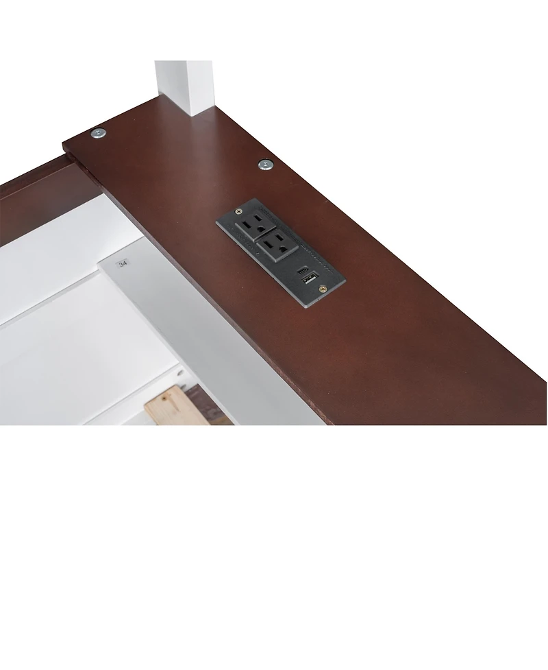 Streamdale Furniture Queen Wooden Bunk Bed- Shelves, Storage, Led, Usb