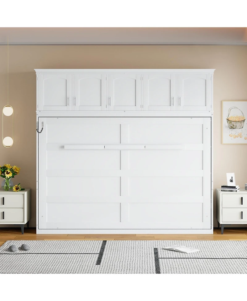 Streamdale Furniture Queen Size Murphy Bed Wall Bed with Top Cabinets