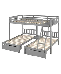 Streamdale Furniture Full Over Twin & Triple Bunk Bed with Drawers