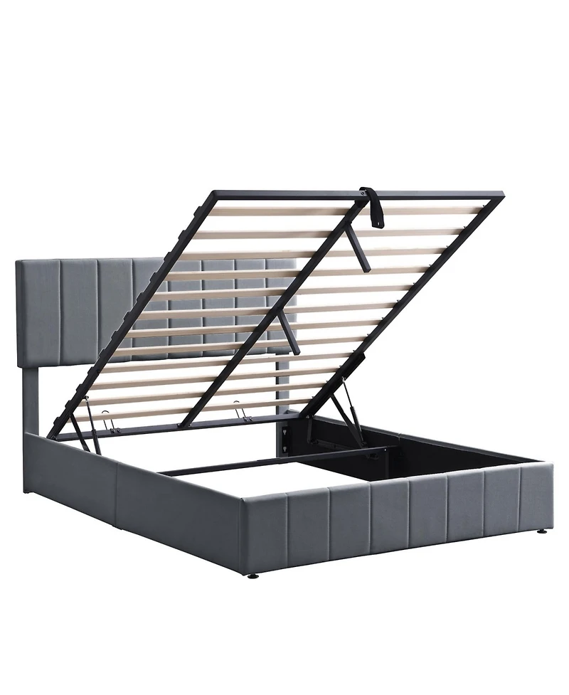 Streamdale Furniture Queen Upholstered Platform Bed w/ Hydraulic Storage