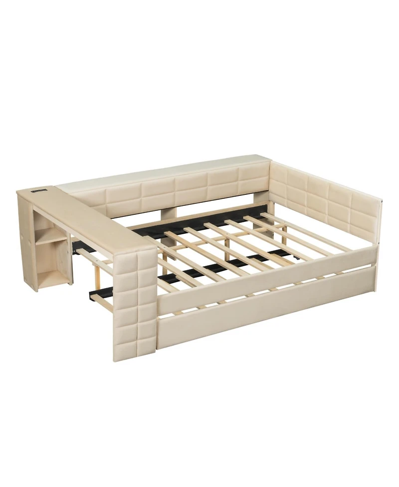 Streamdale Furniture Streamdale Upholstered Platform Bed with Storage, Desk, Trundle