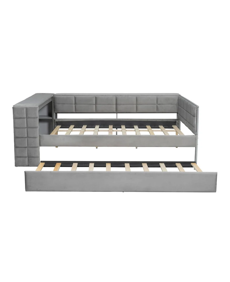 Streamdale Furniture Upholstered Platform Bed with Storage, Desk, Trundle