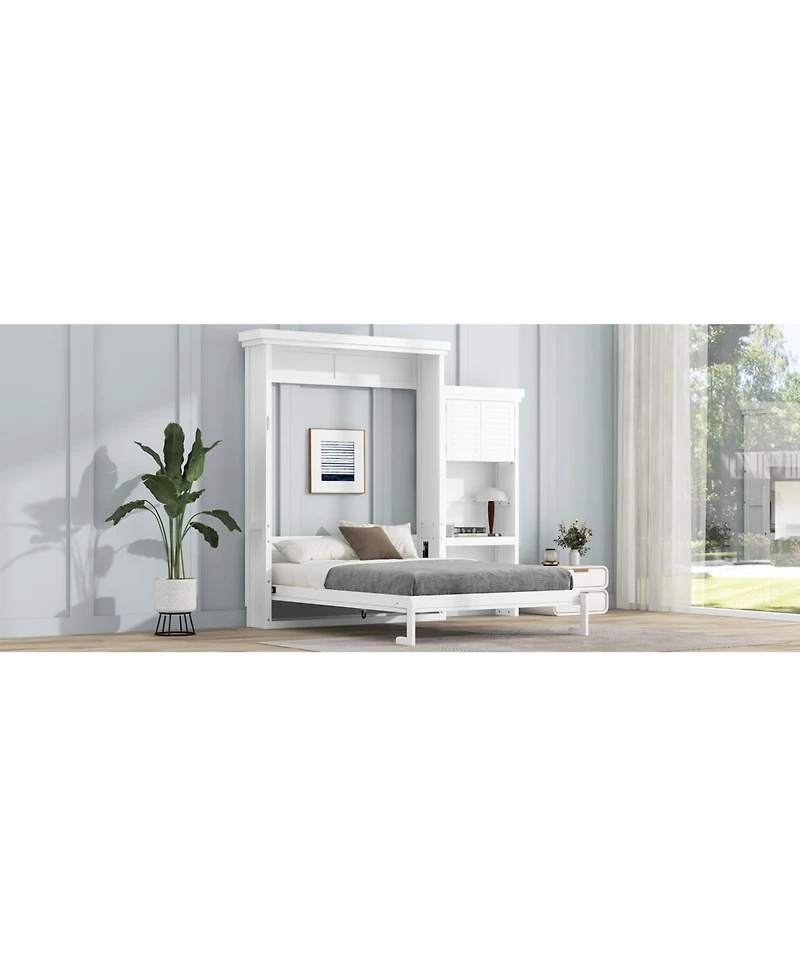 Streamdale Furniture Queen Murphy Bed with Storage & Louvered Detail