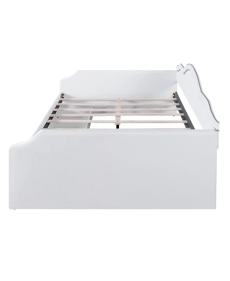 Streamdale Furniture Full Size Upholstered Daybed with Led and 2 Drawers