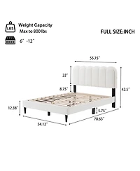Streamdale Furniture Lambswool Headboard Bed Frame w/ Light, Full