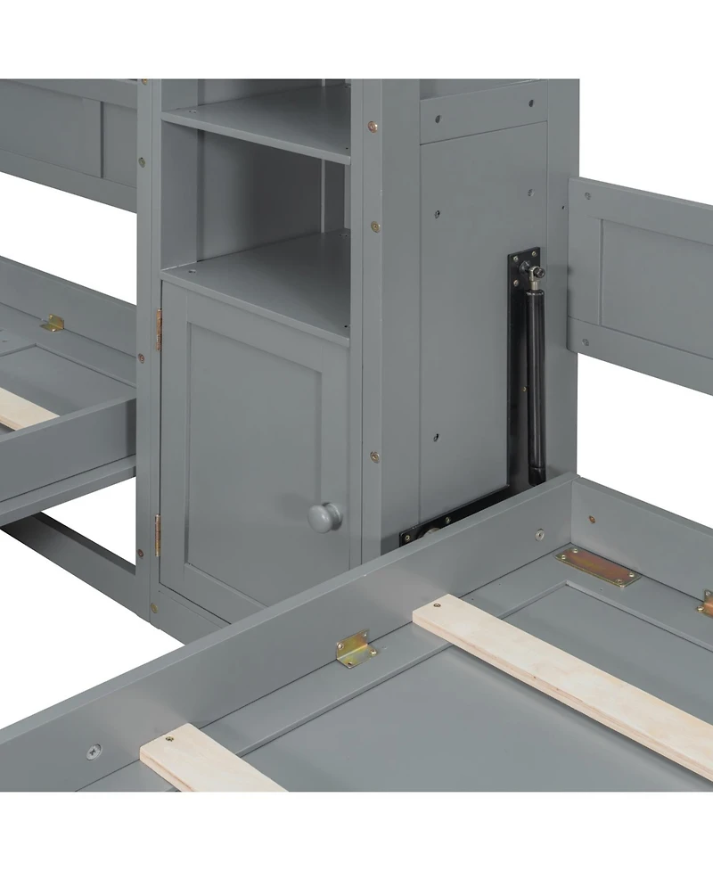 Streamdale Furniture Dual Twin size Wall Murphy Beds with Cabinets and Shelves