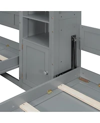 Streamdale Furniture Dual Twin size Wall Murphy Beds with Cabinets and Shelves